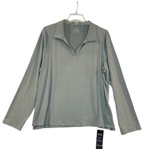 Women’s Long Sleeve Golf Polo 2XL Gray V-Neck Sport Top Jack Smith NEW